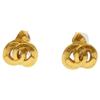 CHANEL 97P Gold Plated Heart-Shaped CC Logos Earrings Earring goldUsed