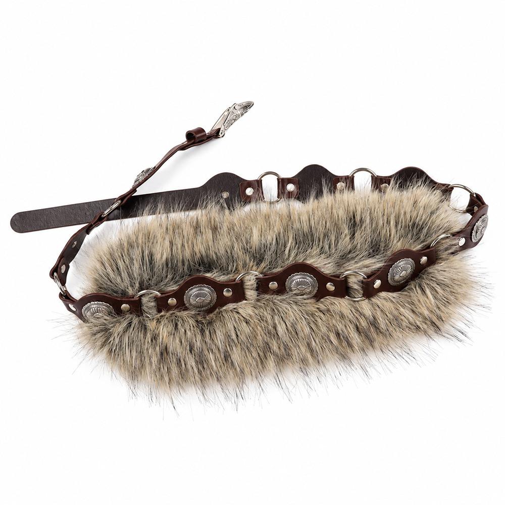 PU Leather Fur Waistband Faux Fur Jeans Waist Belt Unique Punk Studded Belt Y2K Style