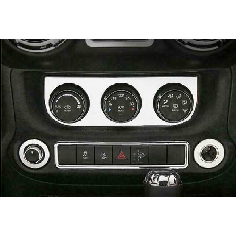 For Jeep Wrangler JK 11-2017 Bright Chrome Console AC Switch Control Panel 2PC