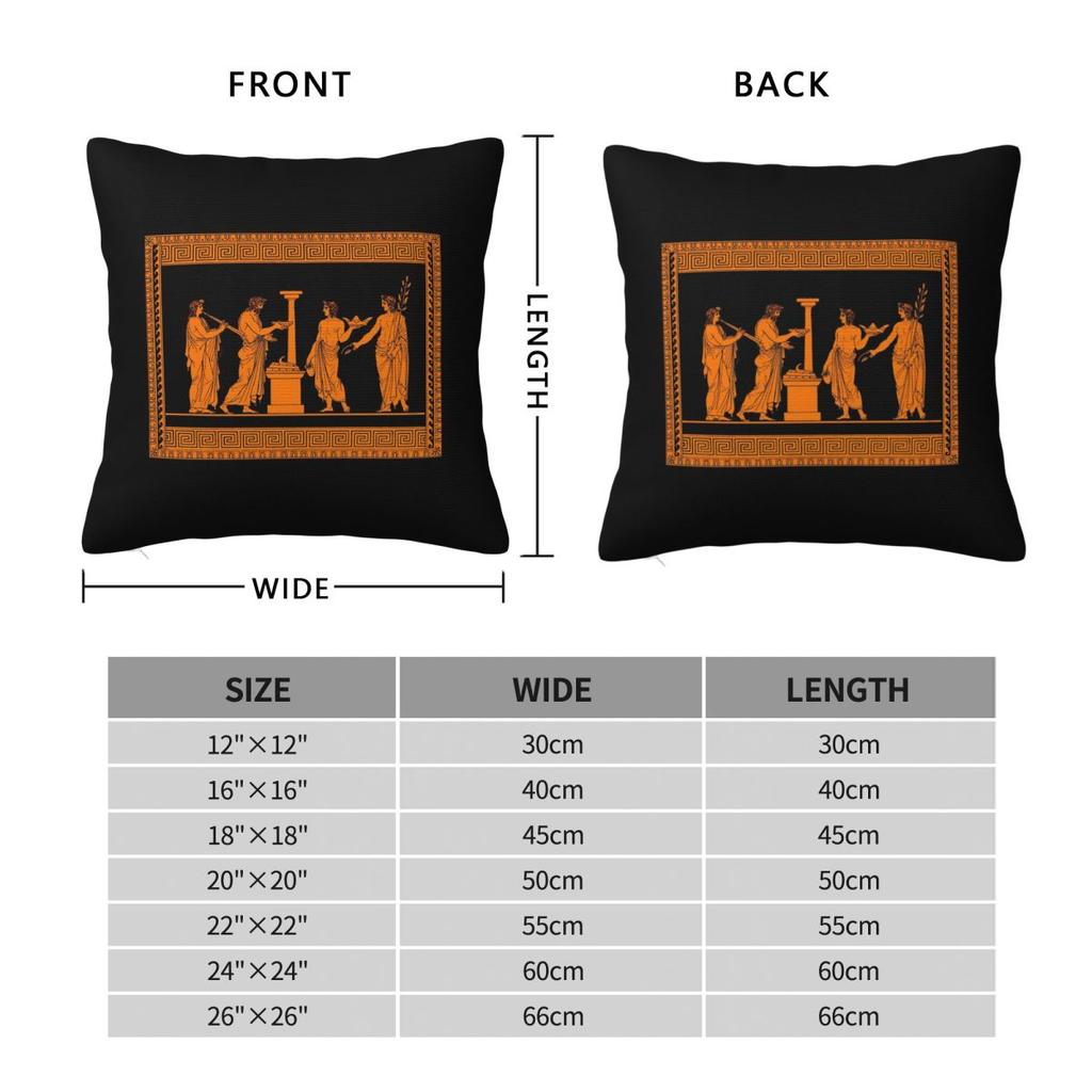 Red Figure Greek Vase Offering Scen Square Pillowcase Pillow Cover Cushion Throw Pillow for Home Sofa Living Room