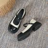 Mary Jane shoes small fragrant women's spring 2025 new light mouth retro color matching small leather shoes sweet thick heel women's single shoes