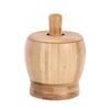 Splash-proof Manual Spice Crusher Premium Bamboo Garlic Masher Grinding Bowl with Lid  Home Kitchen