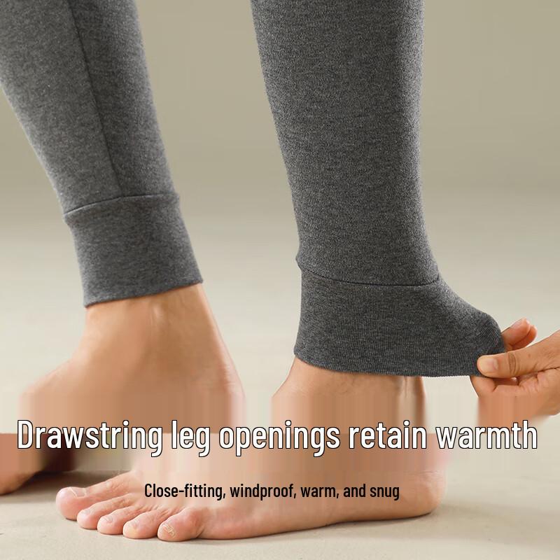 LANGSHA Men's Pure Cotton Thermal Underpants with Wool Knee Protection