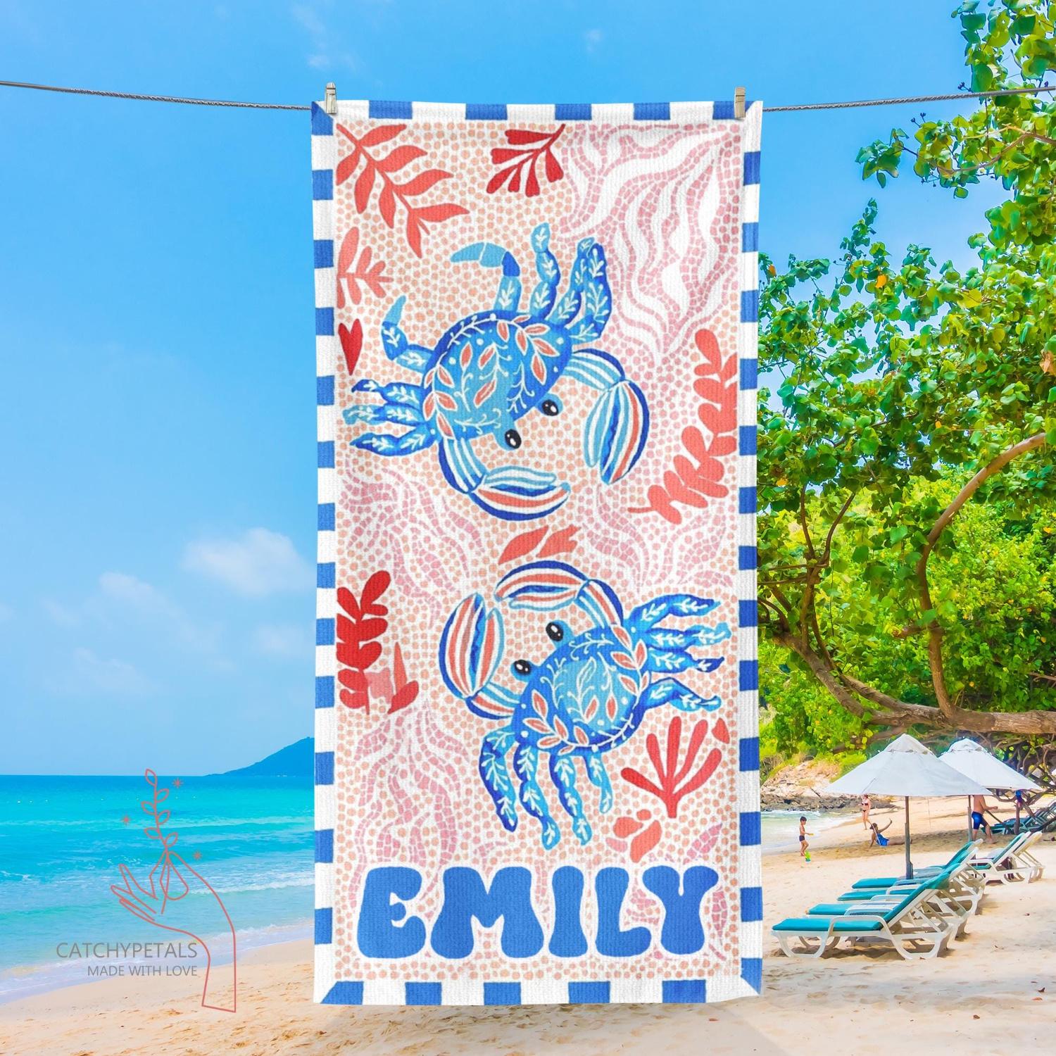 

Beach Towel, Sea Creature Print Quick-Dry Towel with for Beach, Pool, Summer Vacations and Coastal Themed Gifts W40*H60(CM)