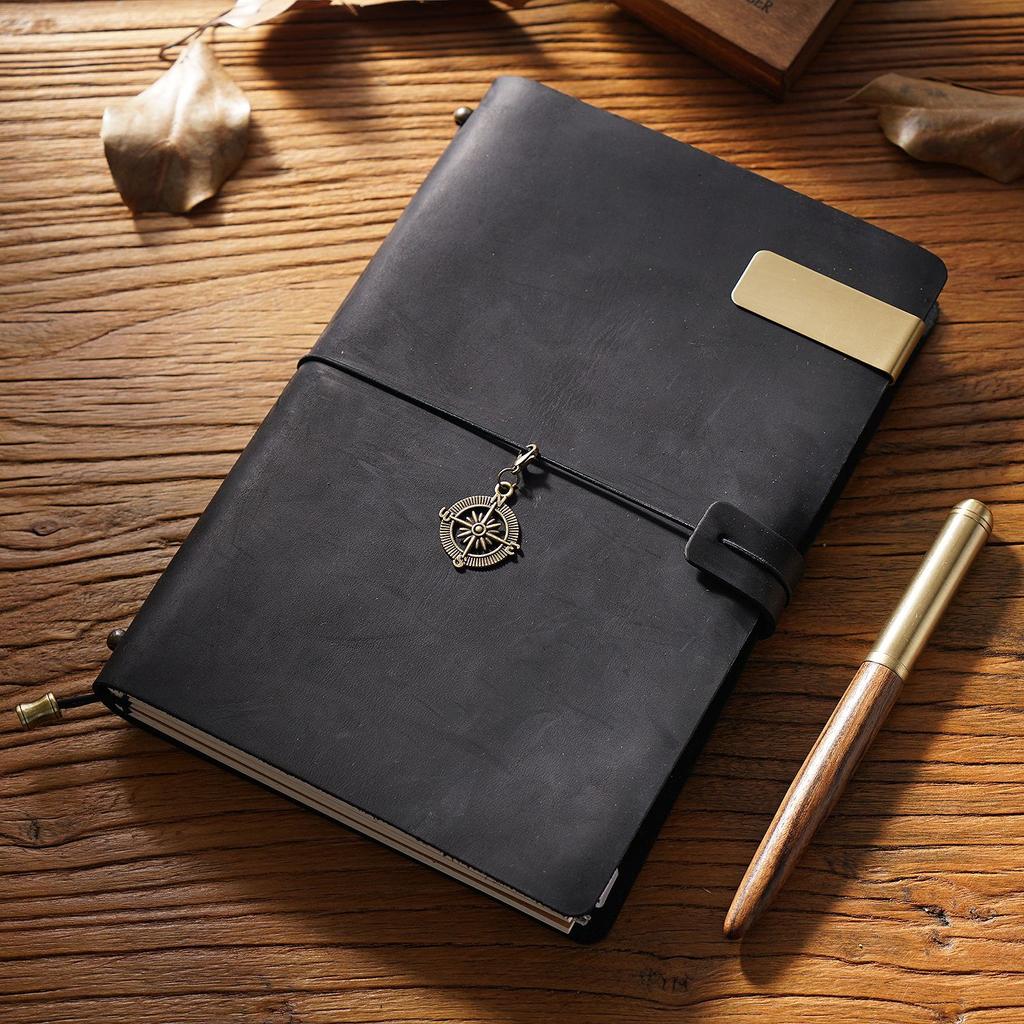 Retro Crazy Horse Leather Cover Notebook Creative Handmade Travel Journals Business Promotion Planner Diary Gift Custom Printed