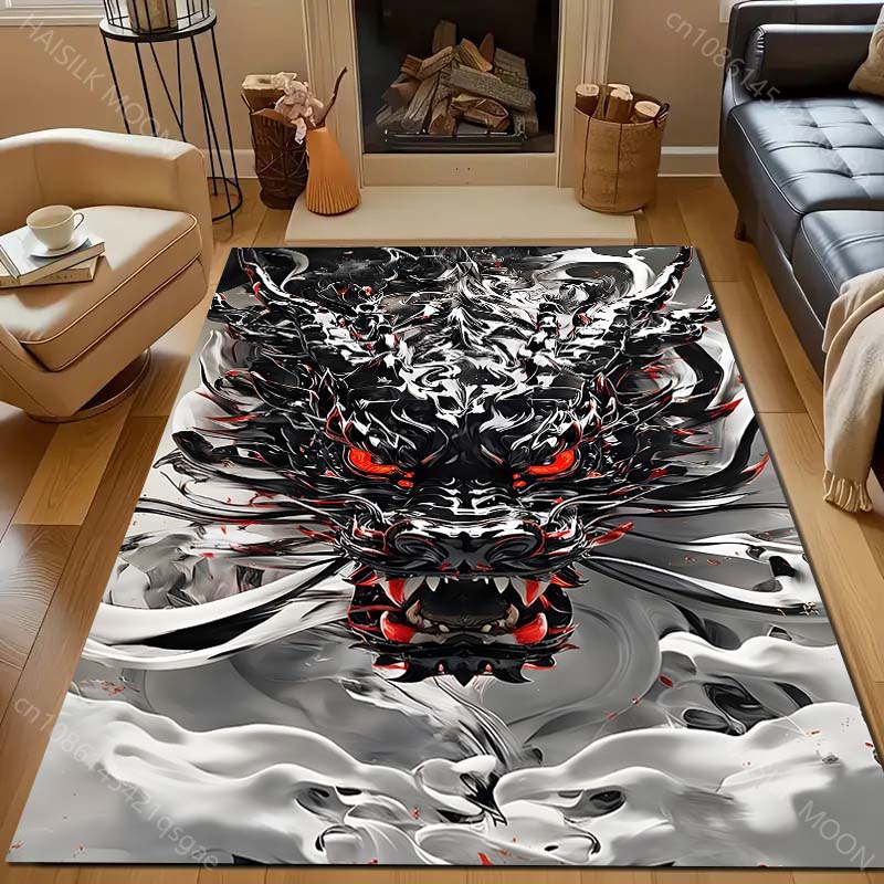 Nuovo sul Tappeto Stampato con il Misterioso Totem del Drago! Tappetino Antiscivolo Isolante Acustico per Ingresso Soggiorno Camera da Letto, Tappeti per Divano