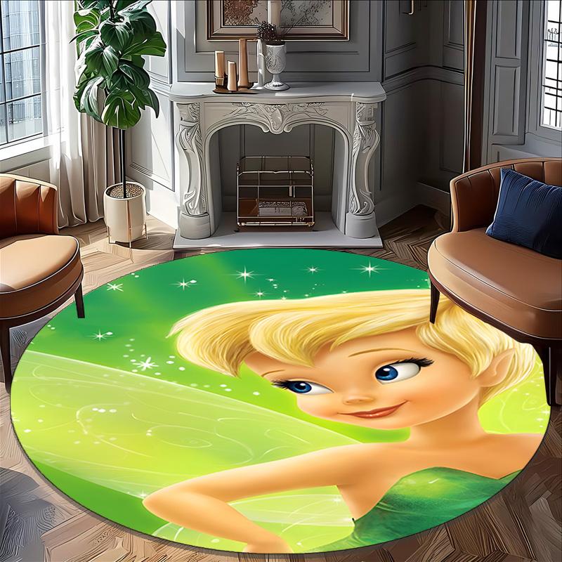1pc T-Tinkerbell Carpet, Round Rug, Comfortable, Suitable for Entryways, Living Rooms, Office, And Bedrooms, Christmas Decoration