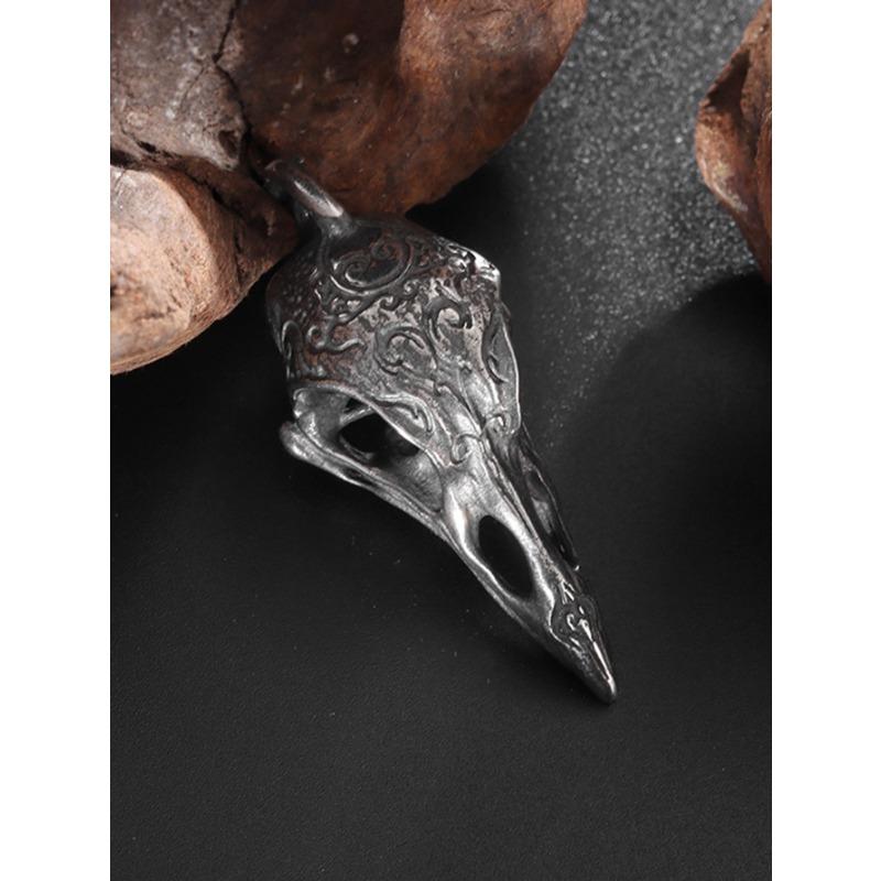 Retro Nordischer Stil Krähenschädel Anhänger Tier Vogel Halskette für Männer Personalisierter Schmuck Glücksbringer Geschenk