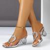 Mode Luxus Strass Seltsamer Stil Sandalen Damen Sommer Sexy Transparentes PVC Open Toe Pantoletten Bequeme Bankett High Heels