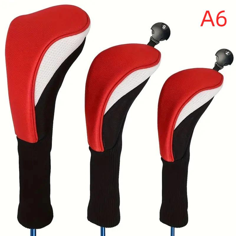 3Pcs Durable Golf Training Accessories Long-Necked Golf Club Head Covers Numbered Wooden Club Head Protector