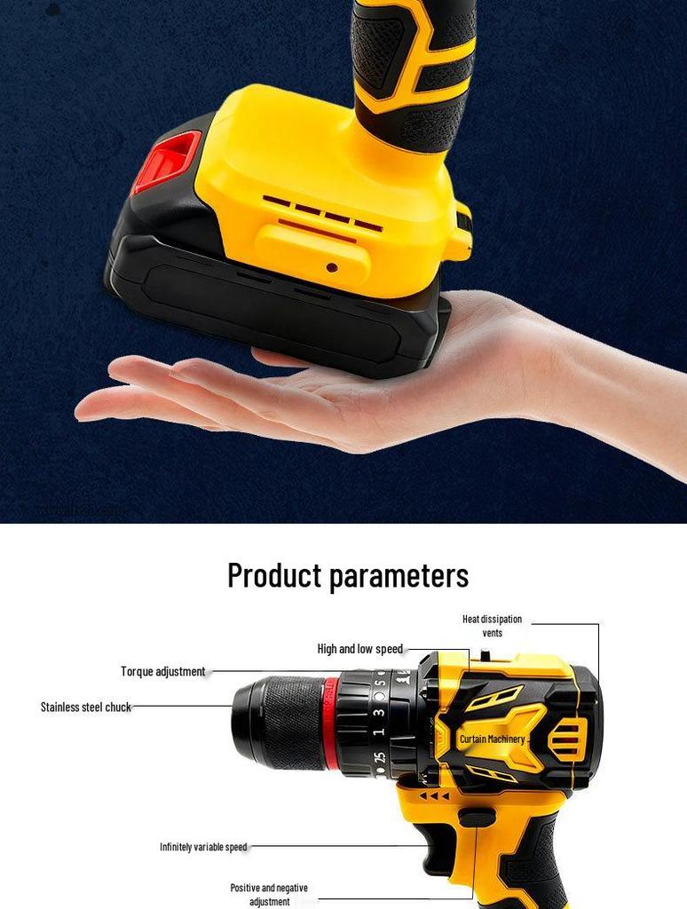 Professional Brushless Impact Drill Set (US Plug) for Tile Hole Opening and Renovation