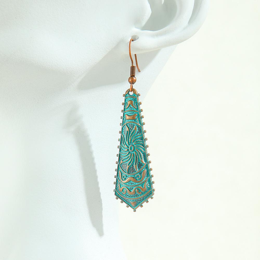 Cercei turcoaz Cercei boemi cu ciucuri, aliaj geometric, stil retro, accesorii urechi lăudăroși