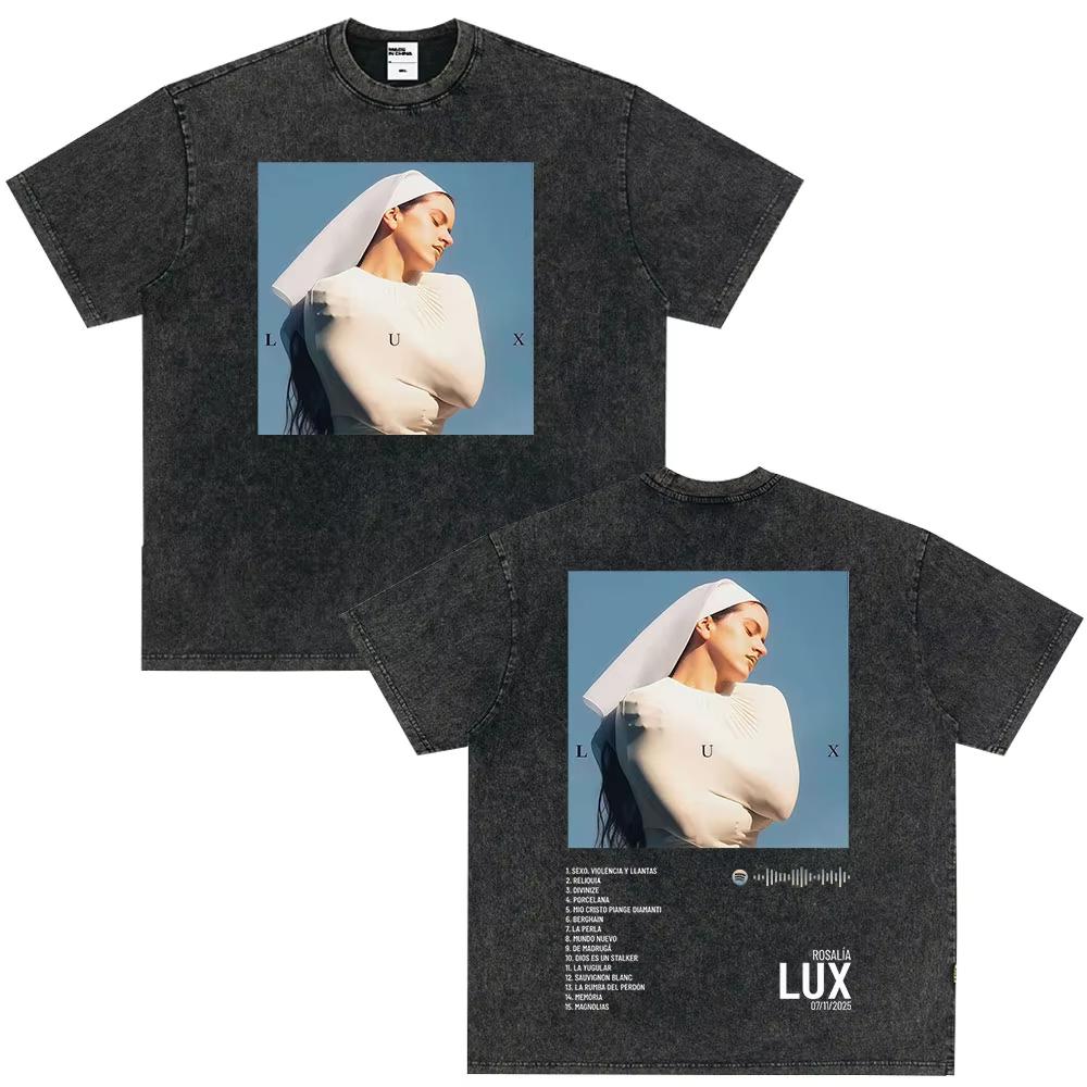 Vintage Gewaschenes Singer Rosala LUX Album Grafik T-Shirt Herren Damen Mode Kleidung T-Shirt Lässig Hiphop Übergroße T-Shirts
