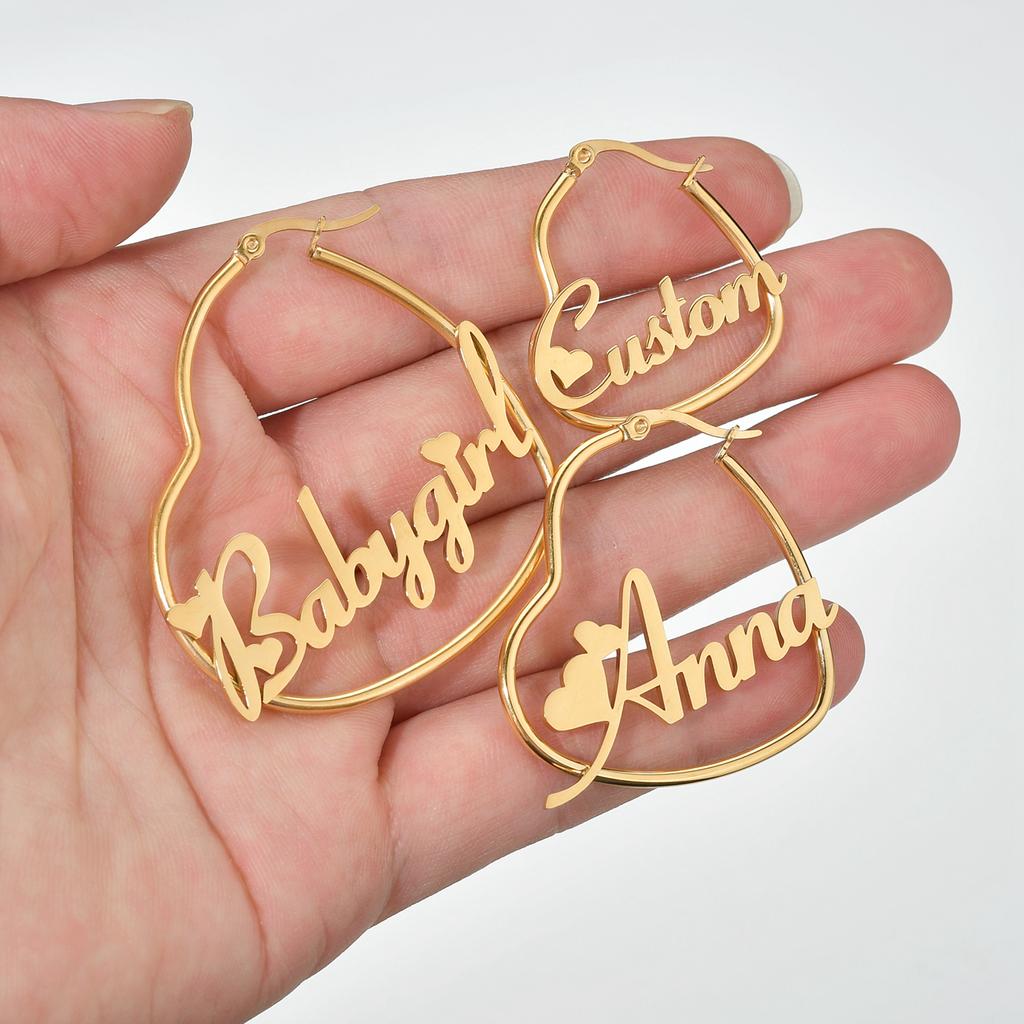 Atoztide Custom Name Earring High Quality Personalized Stainless Steel Letter Heart Star Earrings for Women Party Jewelry Gift