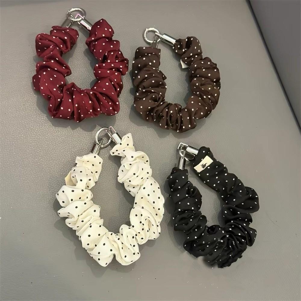 2-in-1 Scrunchie Phone Wrist Strap Polka Dot Keychain Bag Pendant Daily Carry