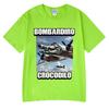 Bombardiro Crocodilo Crocodile Plane Bomber Funny Meme T-shirt Men Women Summer Casual Cotton Comfort Short Sleeve T Shirts Tops
