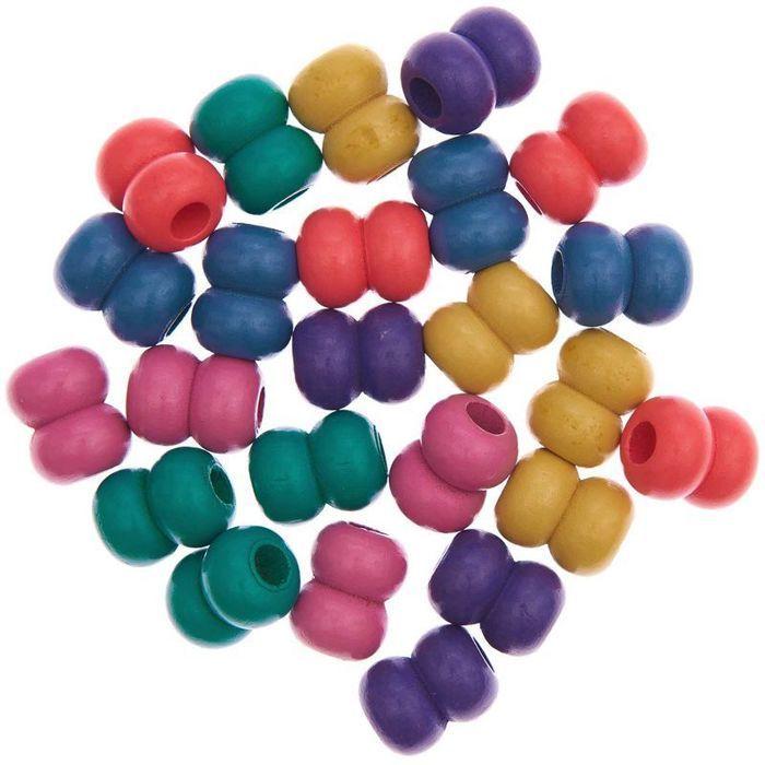 24 Perles rondes doubles - bois arc-en-ciel - 22 mm
