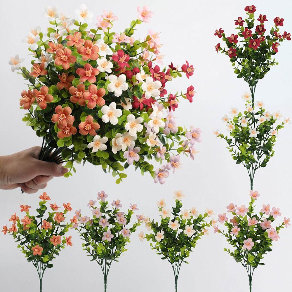 Multicolor Simulation Flower Silk Petals Faux Flower Desktop Ornament