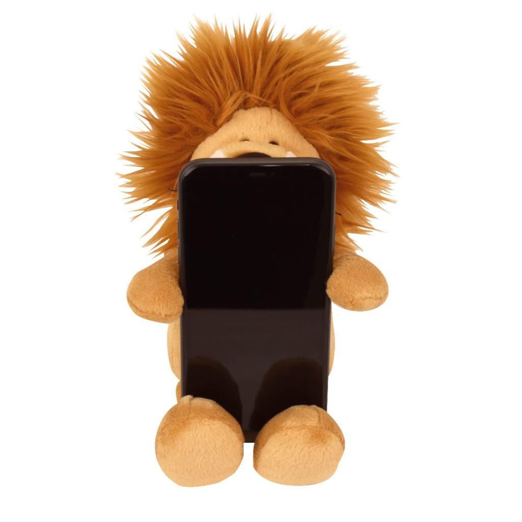 NICI Lion Mobile Plush W12xD19xH23cm Stand, German-made, Toy, Gift, Animal, Lion, Fluffy, Smartphone/Mobile Stand, Brown,