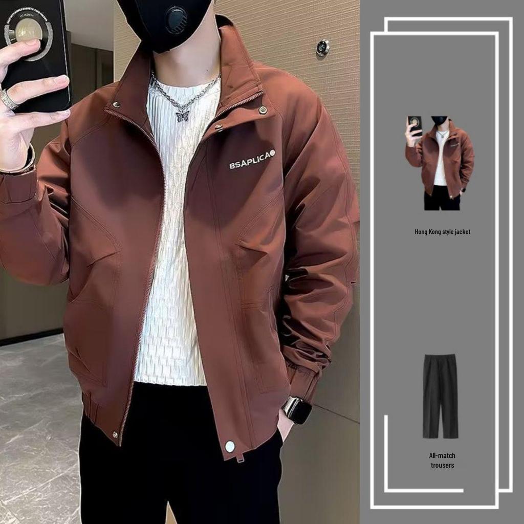 Men's Rogue Handsome Thickened Coat Autumn/Winter Workwear Jacket Set – High-End Plus Cotton [3-Piece Set]