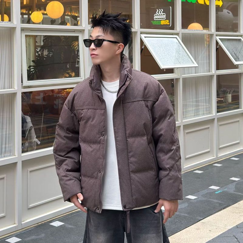 Winter New Casual Stand-Collar Down Jacket for Men, Thickened with White Duck Down, Loose Fit, Warm, Versatile, Trendy Coat