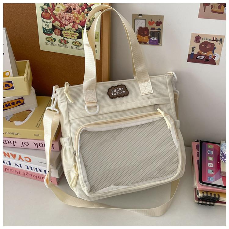 Girls Ulzzang Y2k Ita Bag New Japanese Design Transparent Crossbody Bag Preppy Style Messenger Bag Large Capacity Shoulder Bag 30X28X12CM
