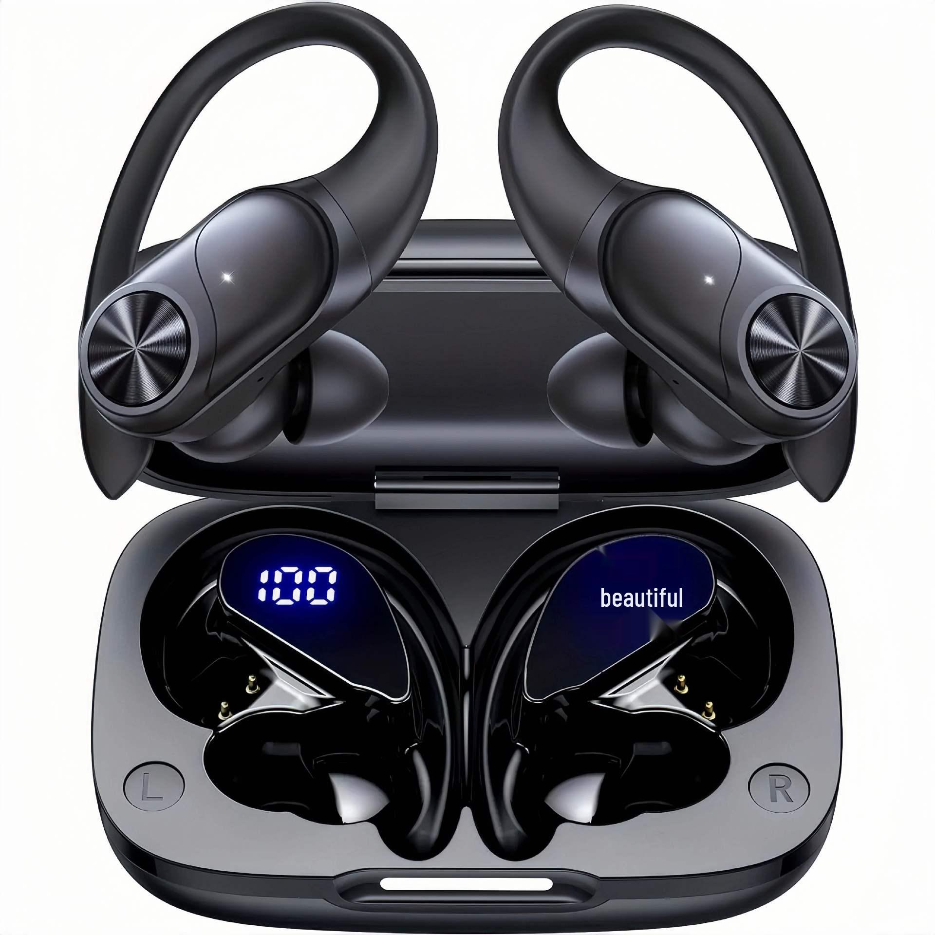 

Business Wireless Bluetooth Headphones: Long Battery, High-Quality Sound, Noise-Cancelling, Waterproof, Ideal for Sports & Running чёрный