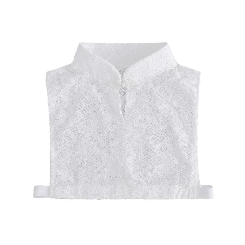 

Detachable False Collar Girls Frog Button Half-Shirt Shawl for Shirt or Dress 1 білий