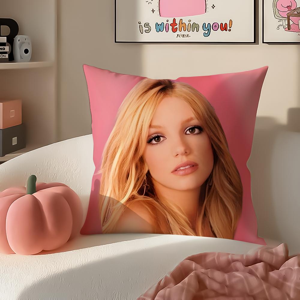 Pop Superstar BBritney Spears Cushion Cover Pillowcase Short Plush Invisible Zipper Room Sofa Cushion Cover