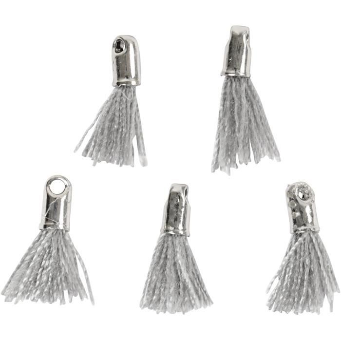 Pompons tressé de coton fin et dotés d'un chapeau métallique avec oiellet. Réf 61188