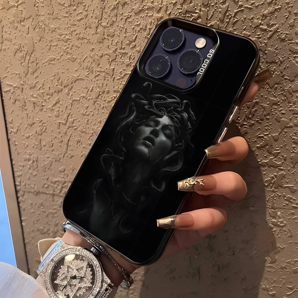 Medusa Greek Mythology Look At Me Phone Case For iPhone 16,15,14,13,12,11Pro,XS,Max,Plus,Mini Black Candy Matte Shockproof Cover