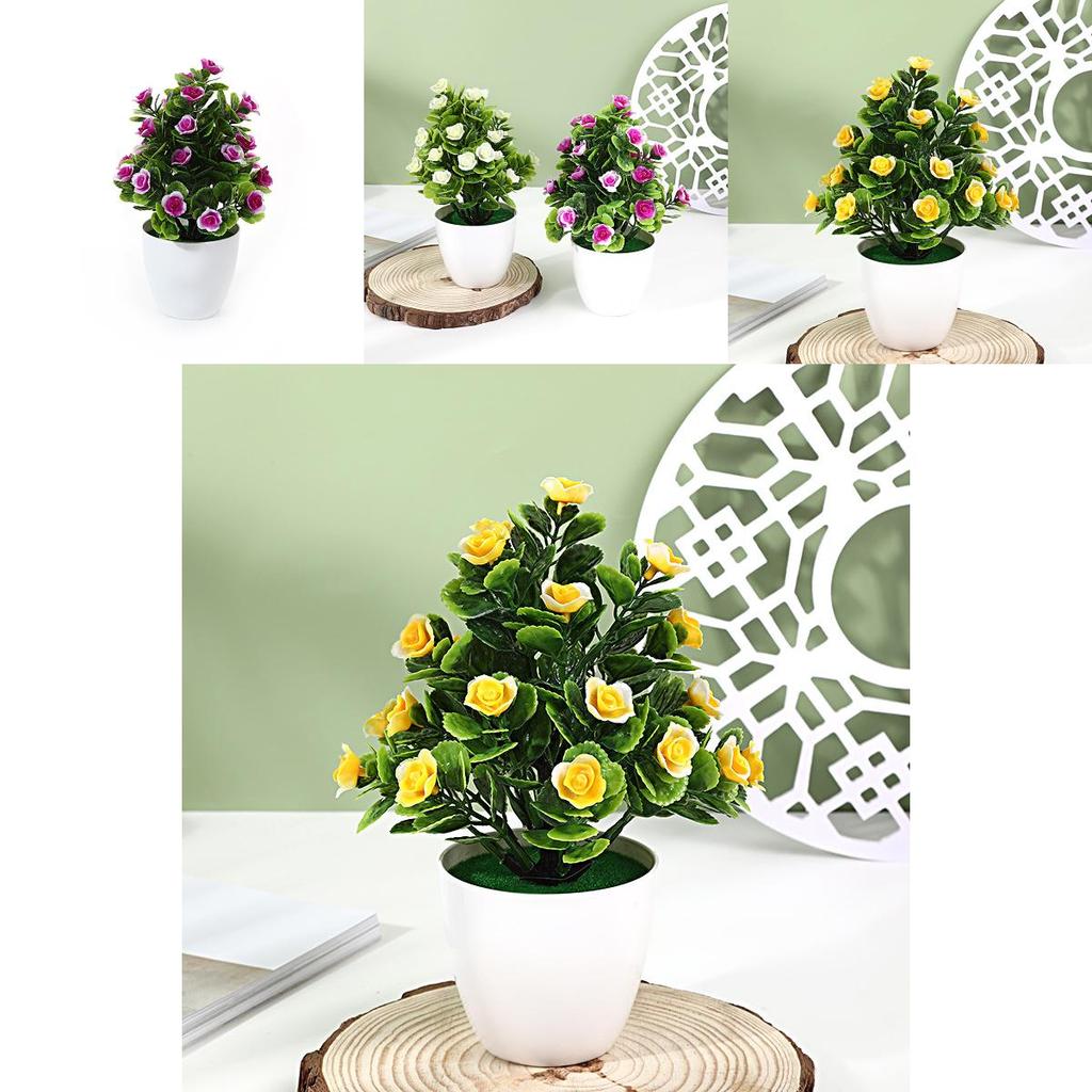 Fake Hibiscus Flower 25pcs Round Small Potted Plants For Coffee Table Ornaments And Scene Decoration