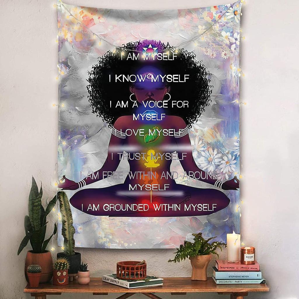 Garden tapestry moon phase tapestry flowers vines black background cloth home decoration wall carpet hanging cloth