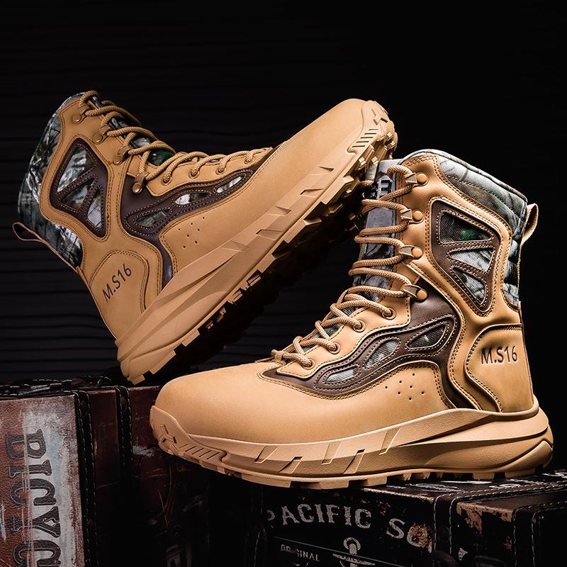 Fashion Wear-Resistant Men Motorcycle Boots Non-Slip Male Mid-Calf Boots Leisure Walk High Top Shoes Outdoor Versatile Botas Ankle Boots