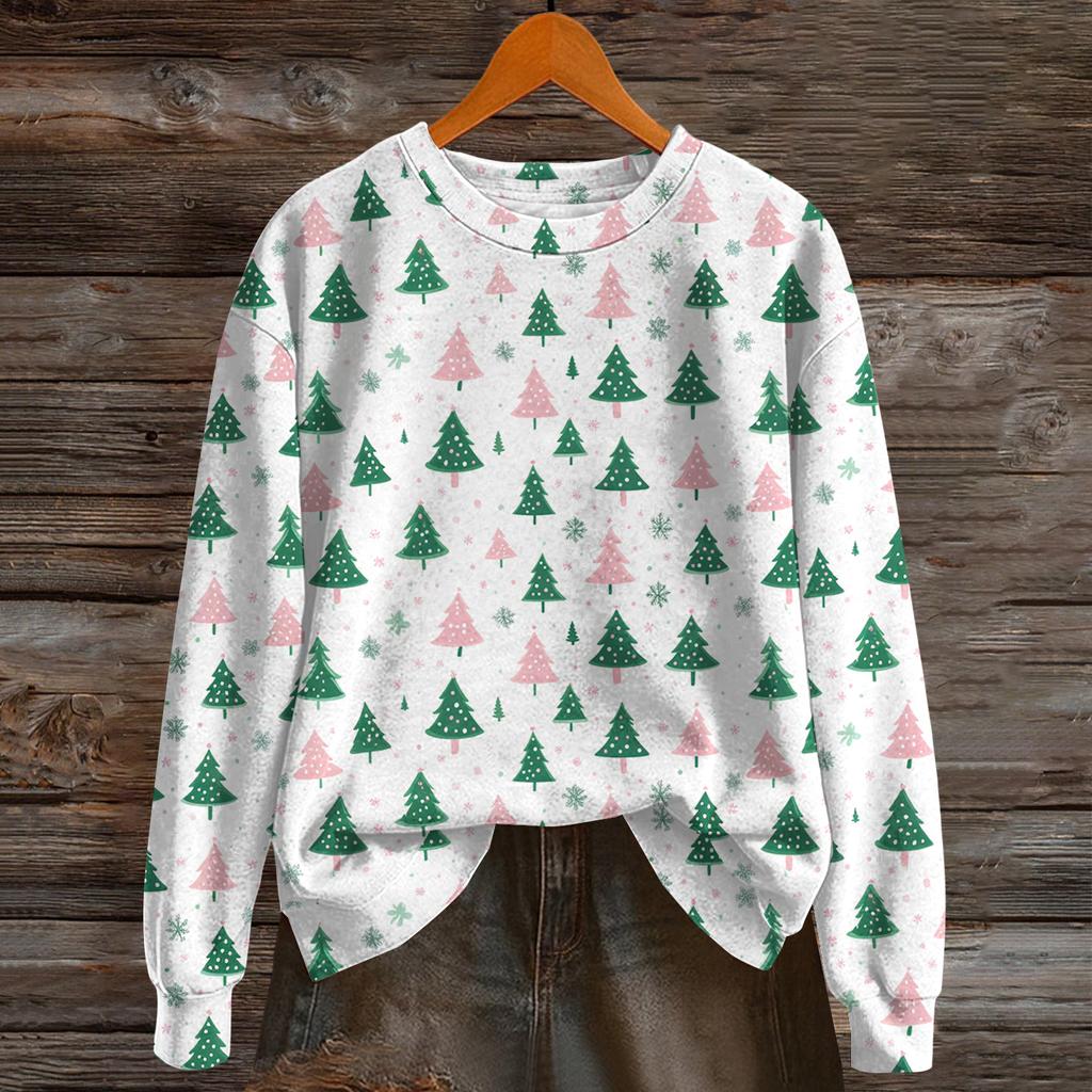 Damemote Langermet Christmas Snowman Snowflake Print Jakke Cardigan