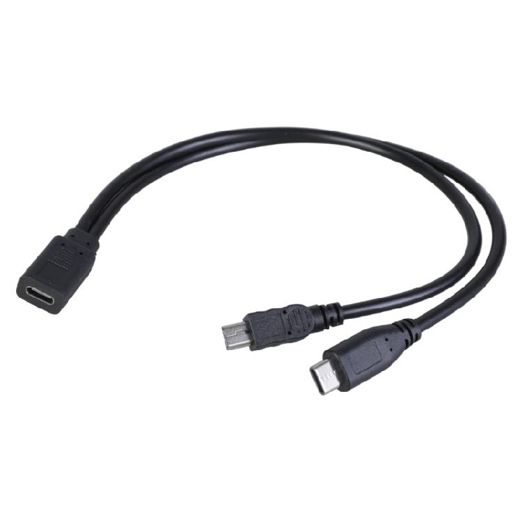

USB C Female to Mini USB+Type C Male Power Adapter Y Splitter USB Charging Power Cable Cord Extension Cable 1