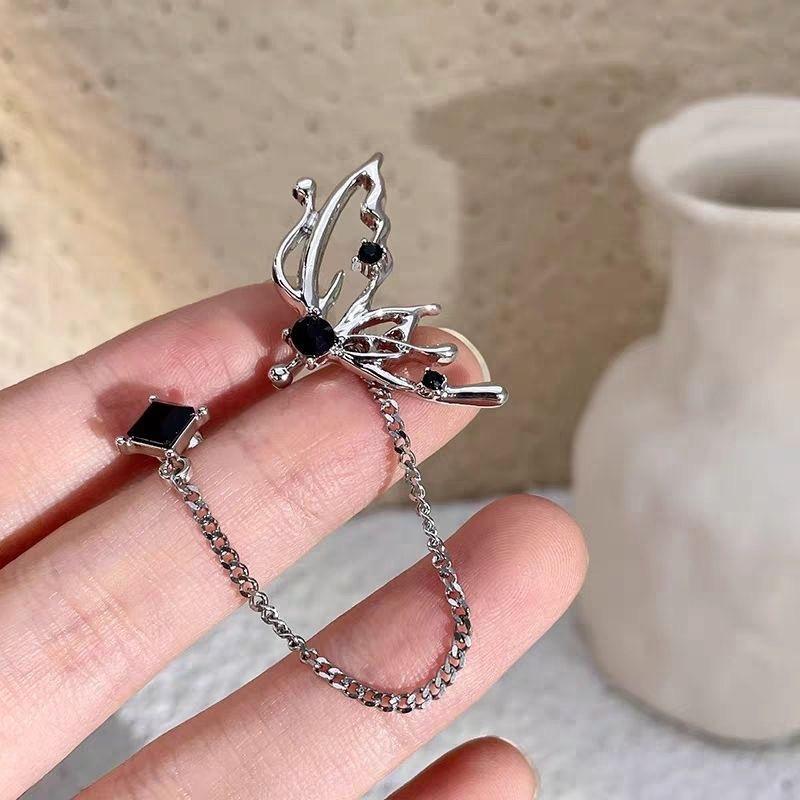 

Серьги-бабочки из полого черного циркония, женские, с косточкой-клипсой от холодного ветра, с иглой для ушей, персонализированные серьги Niche