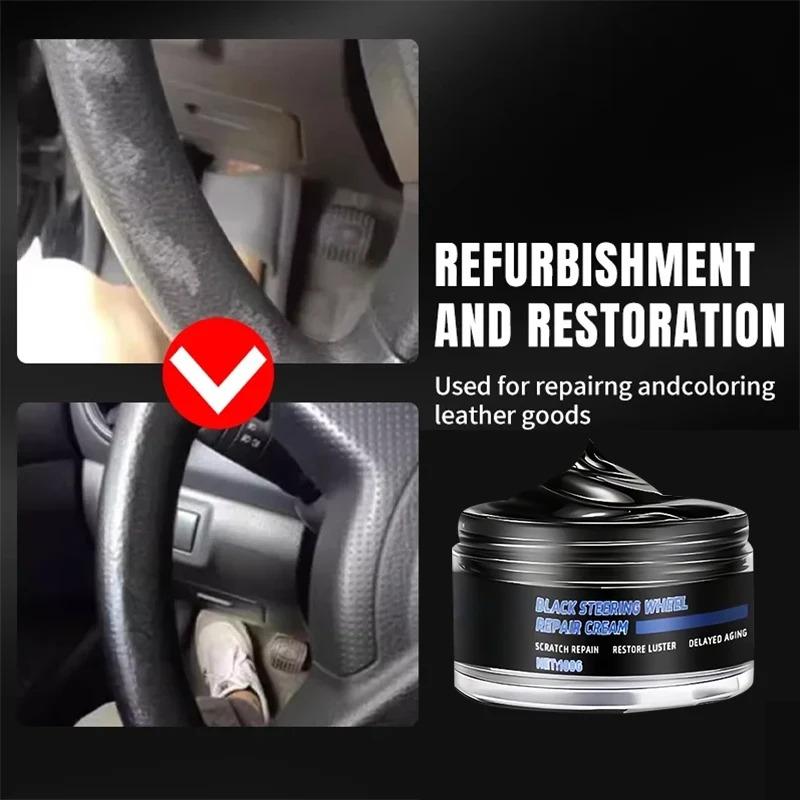 Car Steering Wheel Restoration Paste 100g Black Plastic Parts Coating Enhanced Shine Restores Cracks Remove Scratches Oxidation