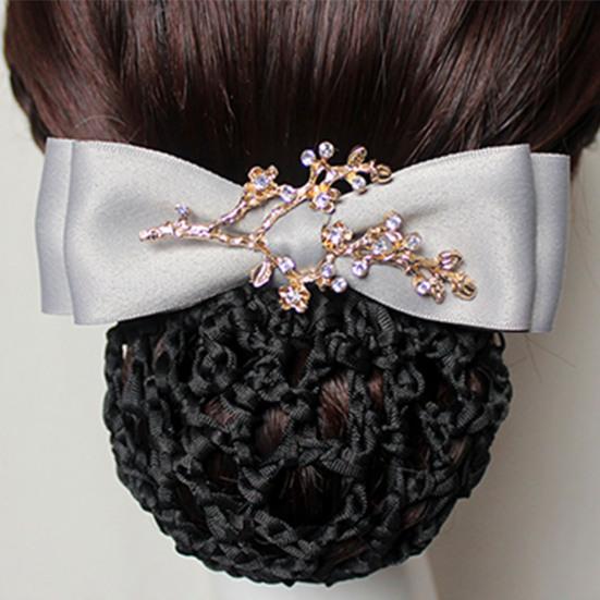 Women Hair Net Temperament Flower Shape OL Style Fishnet Hair Decoration Decorative Soft Bow-knot Lady Bud Hair Net for Airline Stewardess