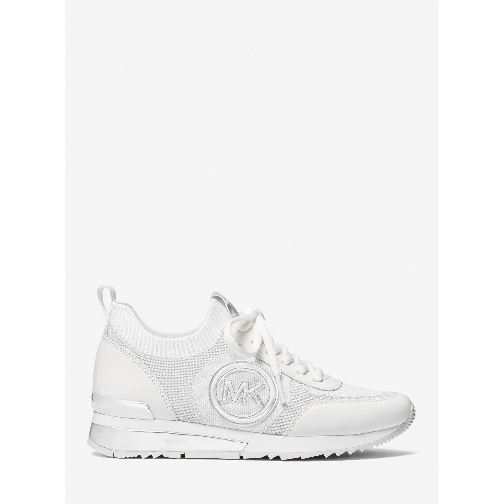 Michael Kors Metallic Stretch Knit Sneakers 49h3jnfs3d40 Silver