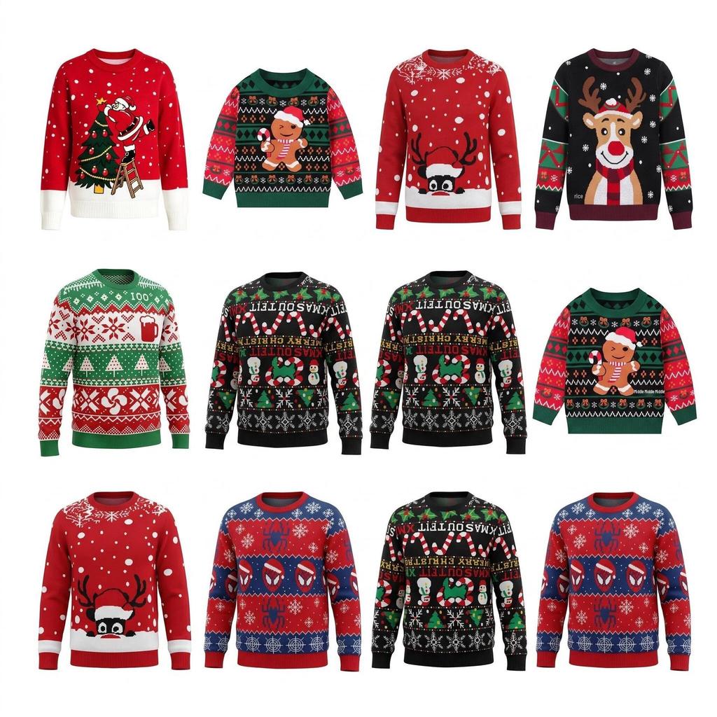 European-Size Parent-Child Jacquard Christmas Sweater Pullover for Autumn and Winter