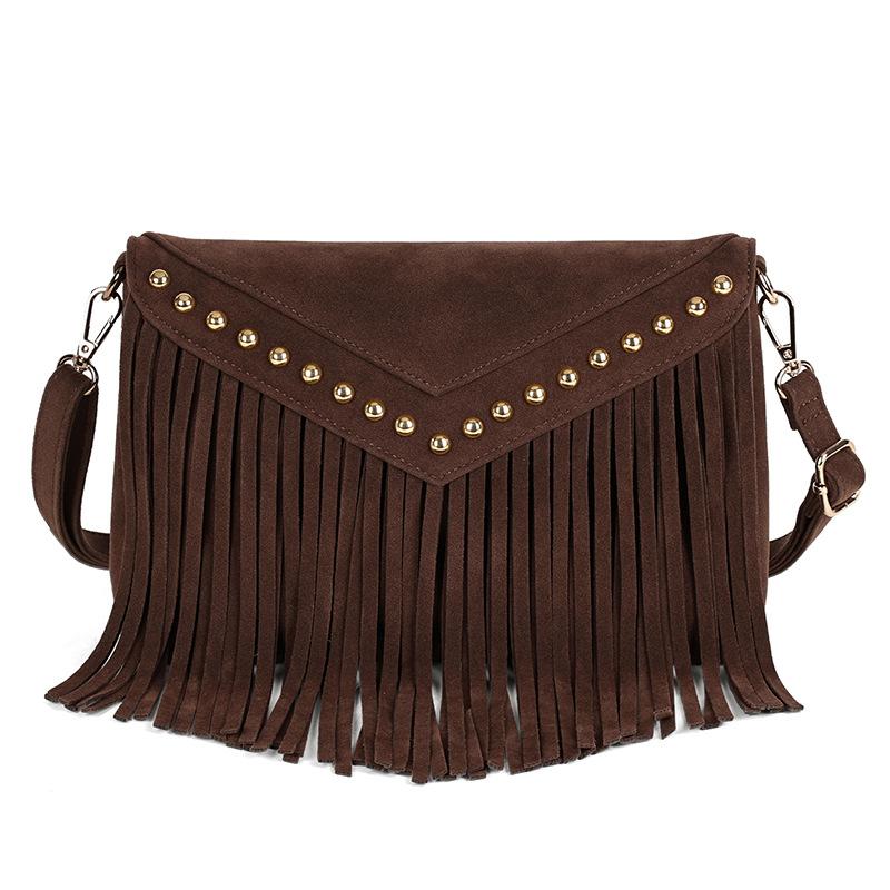 European and American Trendy Women's Bag New Tassel Bag Shoulder Bag Envelope Small Square Bag