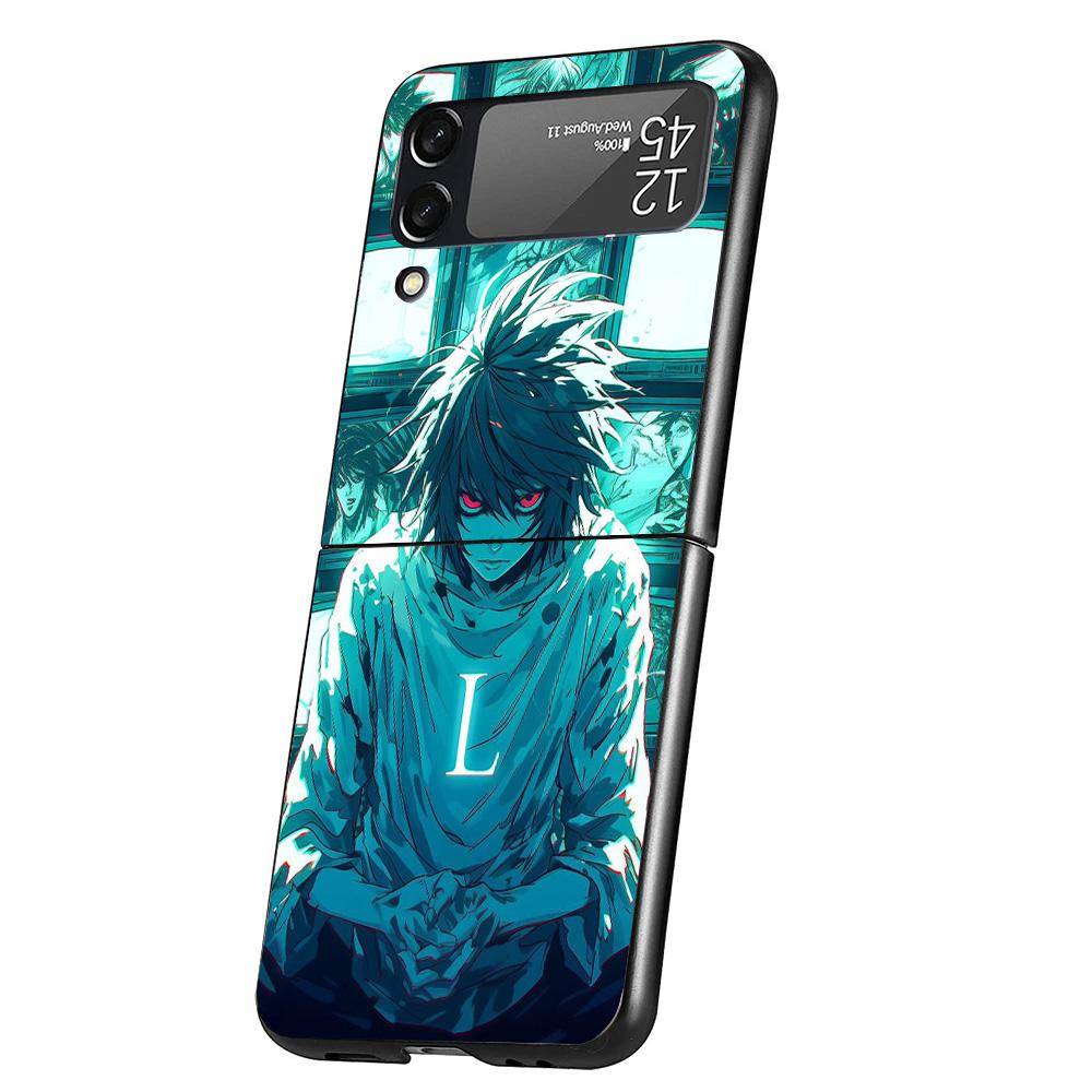 

N-Note D-Death L Lawliet Cover Phone Case For Samsung Galaxy Z Flip 7 6 5 4 3 5G Flip7 Flip6 Flip5 Flip4 Flip3 Black Fundas Shel Samsung Z Flip 5