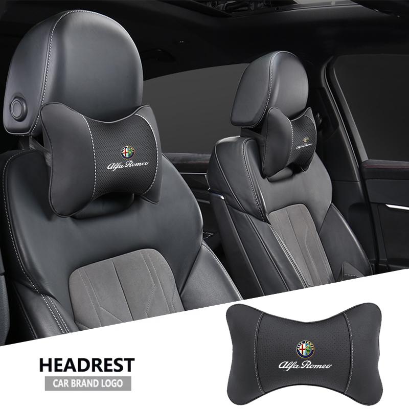 Car Seat Headrest Auto Logo Neck Pillow For Alfa Romeo Giulia Stelvio Giulietta 156 159 147 Mito Tonale Brera Disco 156 15 decal