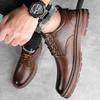 Men's Casual Leather Shoes Designer Trendy All-match Platform Shoes  Men's Business Breathable Leather Shoes