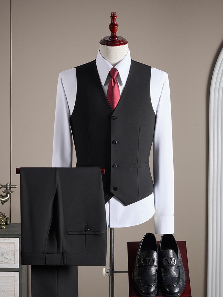 Men's High-End Double-Breasted Wedding Suit - Slim Fit, Professional Formal Wear, Versatile Fashion
