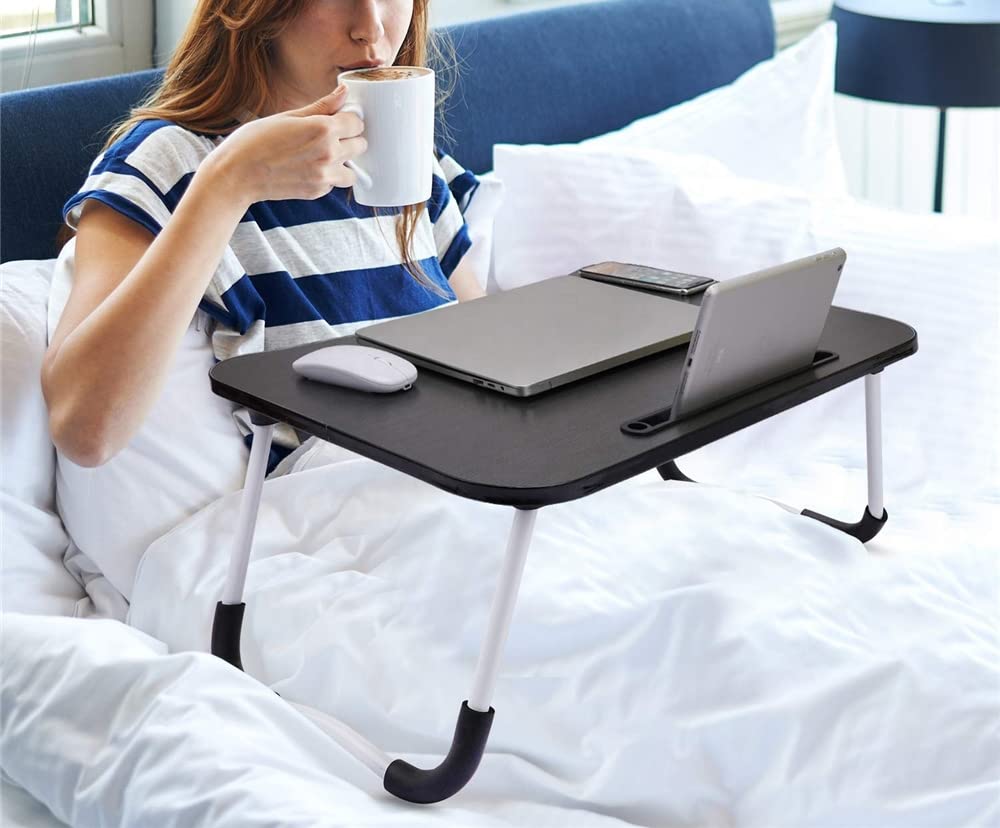 Trade One Faltbares Gadget Standard für das Arbeiten vom 10 kg Gewicht 60 cm Breit x 40 cm Tief x Inklusive Tablet-Halter und Getränke Einfach zu 60127 Tisch, Größe,