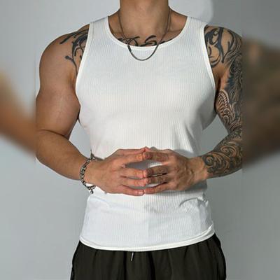Men Vest Sleeveless Slim Fit Solid Color Soft Stretchy O Neck Sweat Absorption Quick-drying