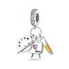 New S925 Silver Color Eggshell Painter's Palette Artist Charms Beads Fit  S925 Original Bracelets DIY Jewelry Birthday Gift