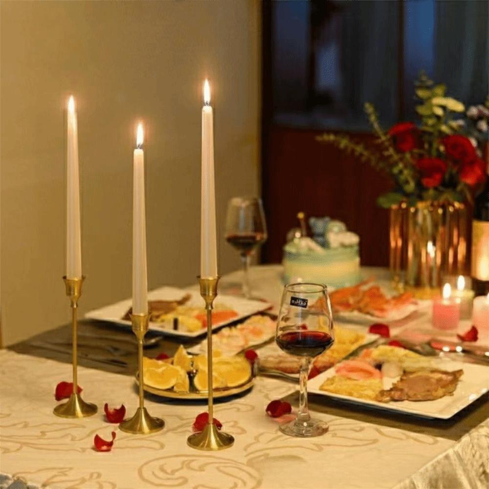 3Pcs European Style Metal Candlestick Exquisite Metal Tabletop Candle Holder Home Decor